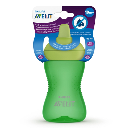 Produse nou-nascut - PHILIPS SCF804/03 Avent, cana, cu tetina de formare dura, 18 luni+, verde, 300 ml