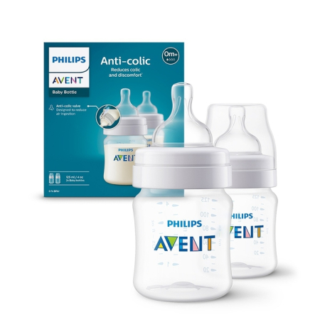 Produse nou-nascut - PHILIPS SCY100/02 Avent, biberon anti-colici, 0 luni+, 2x125 ml