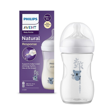 Produse nou-nascut - PHILIPS SCY903/67 Avent, biberon, natural response, decor urs koala, 1 luna+, 260 ml
