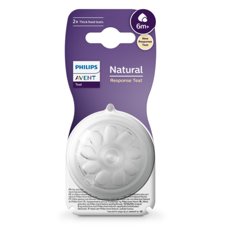 Produse nou-nascut - PHILIPS SCY966/02 Avent, tetina, natural response, 6 luni+, debit hrana consistenta, 2 buc
