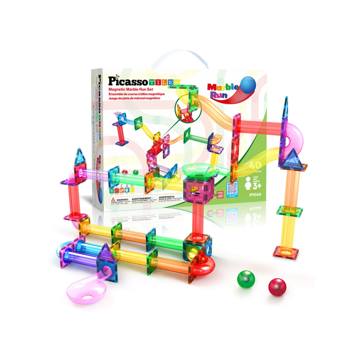 Jucarii Magnetice - PICASSO TILES Circuit pentru bile, magentic, set de constructie, 40 piese