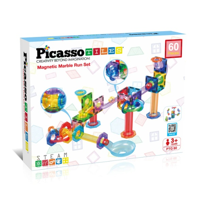 Jucarii Magnetice - PICASSO TILES Circuit pentru bile, magentic, set de constructie, 60 piese