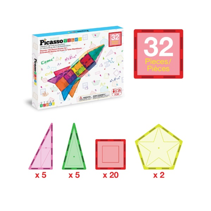 Jucarii Magnetice - PICASSO TILES Lansator racheta, magentic, set de constructie, 32 piese