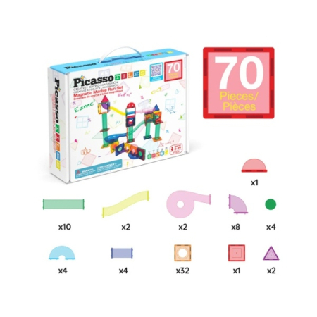 Jucarii Magnetice - PICASSO TILES Circuit pentru bile, magentic, set de constructie, 70 piese