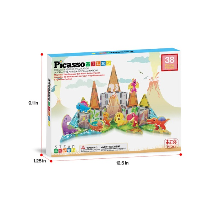 Jucarii Magnetice - PICASSO TILES Dinozauri, magentic, set de constructie, 38 piese