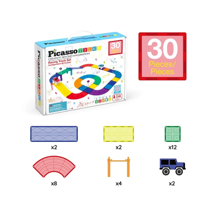 Jucarii Magnetice - PICASSO TILES Pista de curse, magenetic, set de constructie, 30 piese