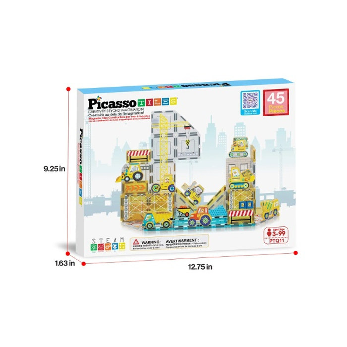 Jucarii Magnetice - PICASSO TILES Vehicule diverse, magnetic, set de constructie, 45 piese