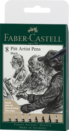 Linere - PITT ARTIST PEN SET 8 BUC NEGRU 2022 FABER-CASTELL