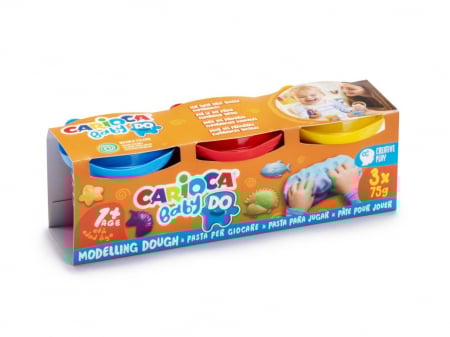 Plastelina - Plastilina Baby Dough Carioca 3 x 75 g/cutie