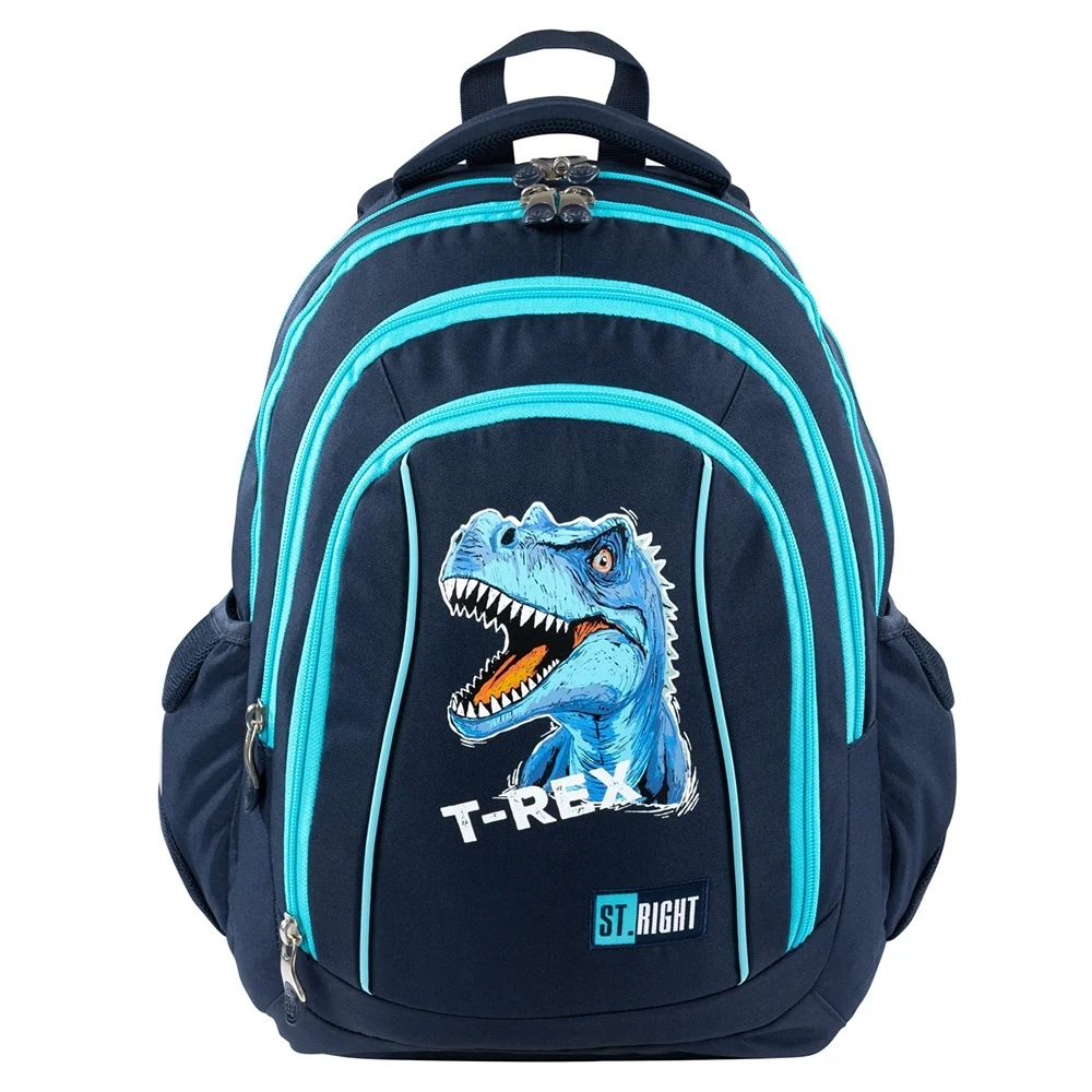Papetarie birotica si rechizite - Ghiozdan St.Right, 4 Compartimente, Ergonomic, Impermeabil, Blue T-Rex BP04 43x32x20cm