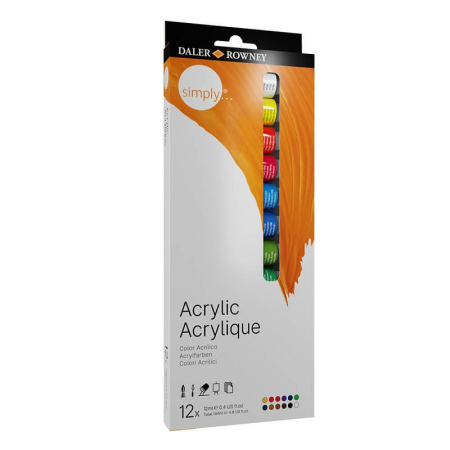 Set de vopsele acrilice Daler Rowney Simply Acrylic - 12 culori vibrante pentru proiectele tale creative! [1]