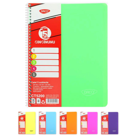 Caiete A5 - Set 2 caiete A4 cu 5 subiecte 200 file (120 Patratele-80 linii)