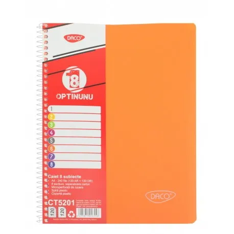 Caiete A5 - Set 2 caiete A4 cu 8 subiecte 240 file (120 Patratele-120 linii)