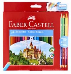 Desen - Set 24 creioane colorate - Faber-Castell hexagonale + 3 creioane bicolore
