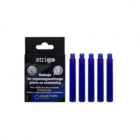 Cerneala Calimara, Patroane - Set 5 rezerve stilou Strigo, cerneala albastra cu stergere SSC262