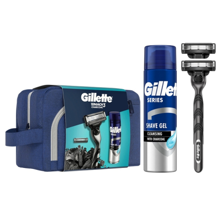 Ingrijire Personala - Set cadou GILLETTE Mach3: Aparat de ras + 1 Lama de rezerva + Gel de ras cu efect calmant, 75 ml + Gentuta voiaj