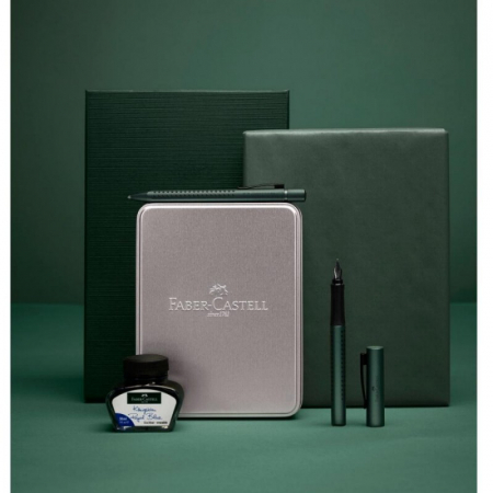 Set cadou stilou + pix + cerneala + convertor grip, verde inchis, [1]