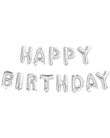 Baloane Folie - Balon folie  litere argintii  - Happy Birthday