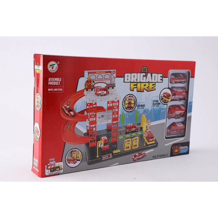 Jucarii interactive - Set masini de pompieri si parcare, set de joaca