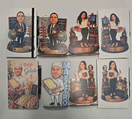 Trofee/ plachete - Set MiniMe: Caricatura ta preferata 3d + Agenda cu pix