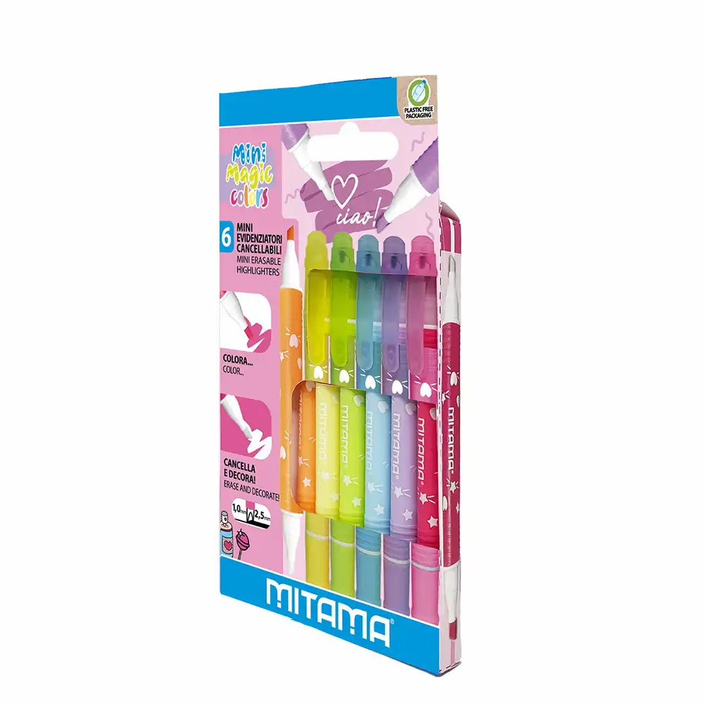 Rechizite si Papetarie - Set minitextmarkere Mitama, 6 bucati, 2 capete, culori care se schimba