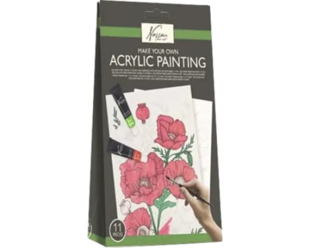 Accesorii desen - Set pictură acrilică Nassau flori, 11 piese