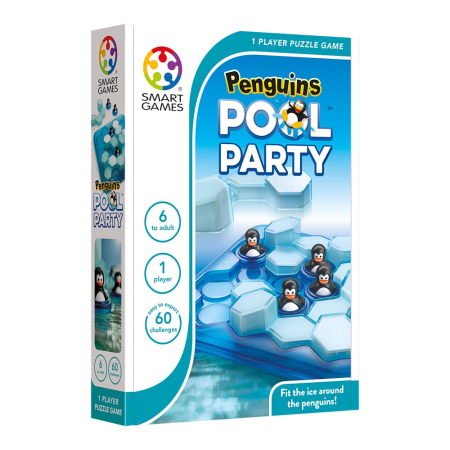 IQ Games - Smart Games - Penguins Pool Party, joc de logica cu 60 de provocari, 6+ ani