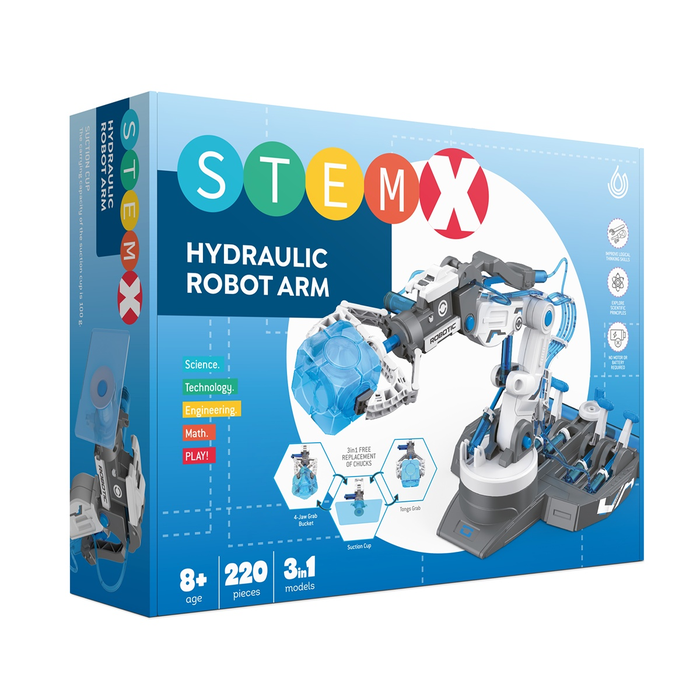 Jucarii interactive - Stemx Brat robot hidraulic 3 in 1, set de constructie, robot 3 in 1