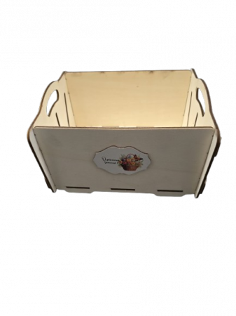 Martie - Suport rustic pentru flori, din placaj de plop natur forma ladita cu maner - un accesoriu fermecător pentru evenimente speciale!