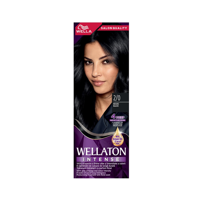 Vopsea de par - WELLATON Intense, vopsea de par, nuanta negru, nr 2/0