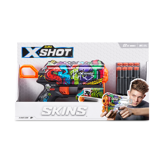 Jocuri, Jucarii si Seturi Creative - X-SHOT Blaster Skins Flux, arma de jucarie, 8 proiectile
