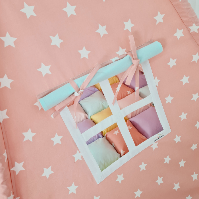 Cort teepee de joaca Big Stars White & Somon [3]