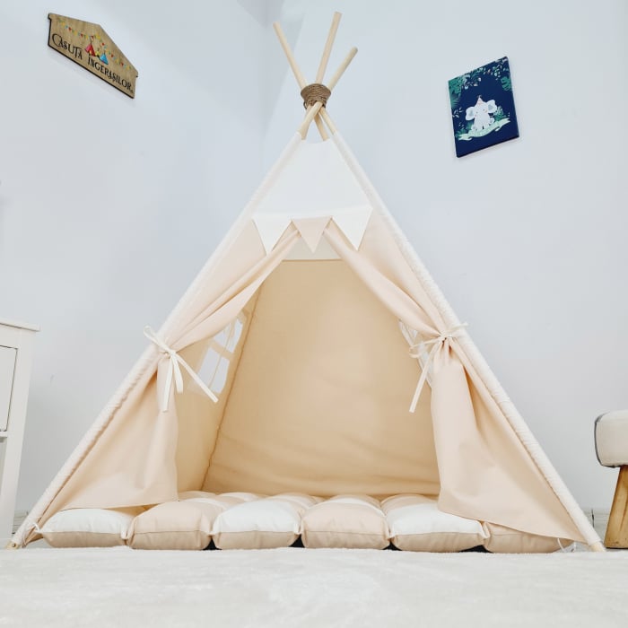 Cort teepee de joaca bej-ivoire [4]
