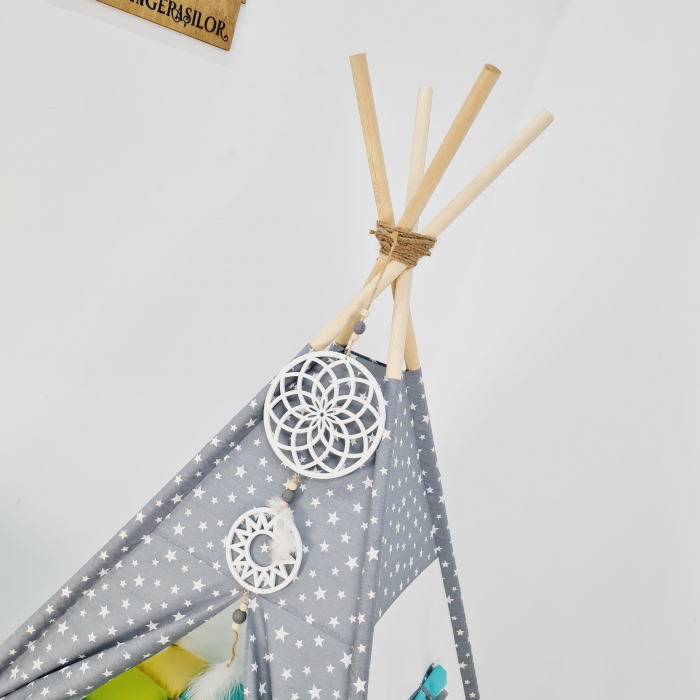 Cort teepee de joaca Milky Stars Gray&Colors [4]