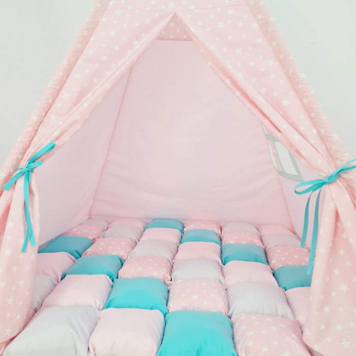 Cort teepee de joaca Milky stars Pink&White [4]
