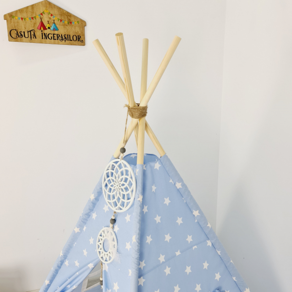 Cort teepee de joaca stele white&blue [6]