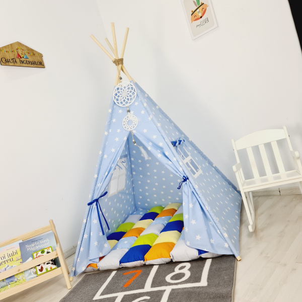 Cort teepee de joaca stele white&blue [2]