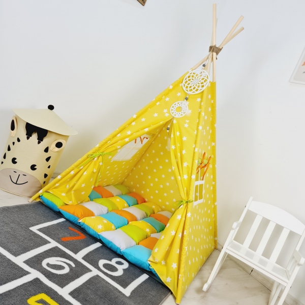 Cort teepee de joaca stele white&yellow [3]