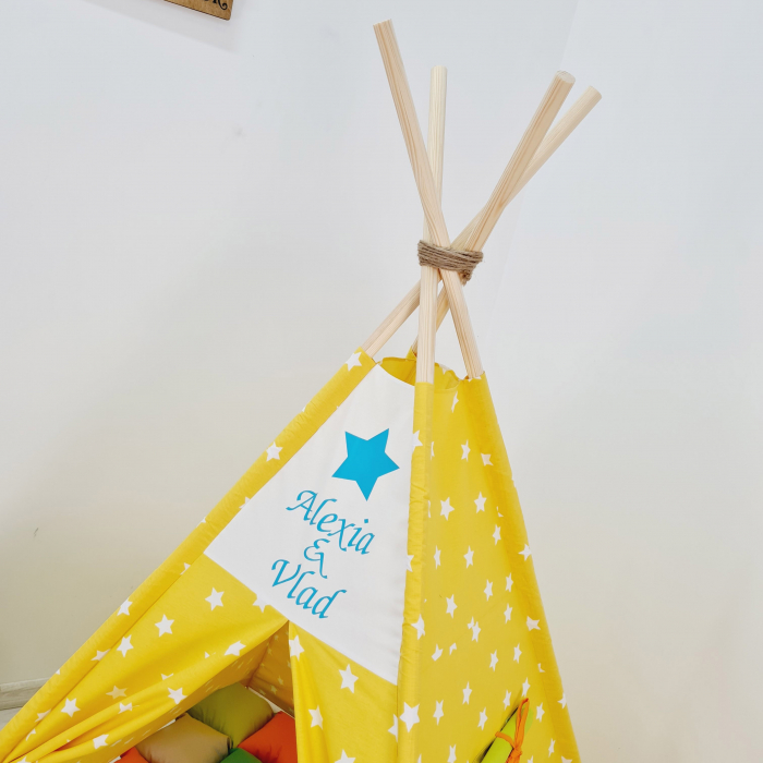 Cort teepee de joaca stele white&yellow [6]