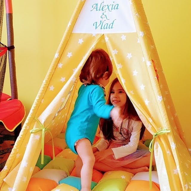 Cort teepee de joaca stele white&yellow [7]