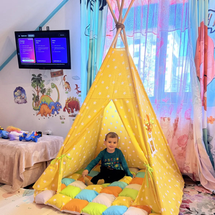 Cort teepee de joaca stele white&yellow [9]