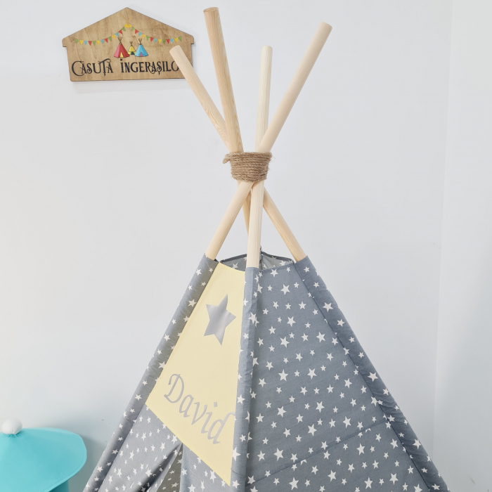 Cort de joaca teepee Milky Stars & Yellow [3]