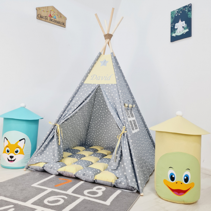 Cort de joaca teepee Milky Stars & Yellow [1]
