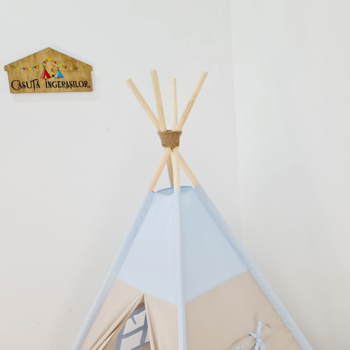 Cort teepee de joaca bej-bleu [3]