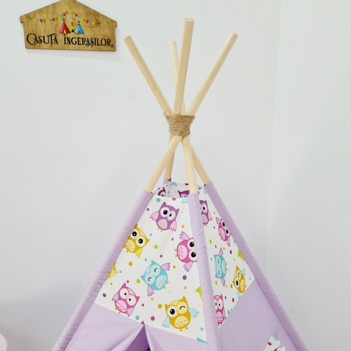 Cort teepee de joaca Bufnitele Haioase - lila [2]
