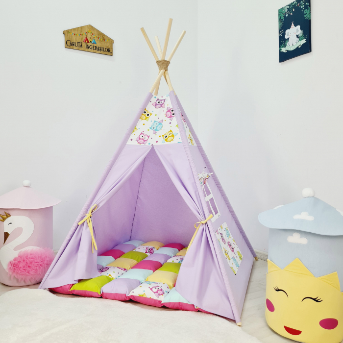 Cort teepee de joaca Bufnitele Haioase - lila [1]