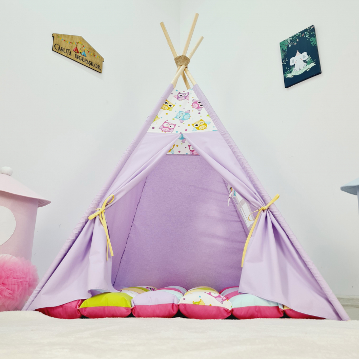 Cort teepee de joaca Bufnitele Haioase - lila [5]