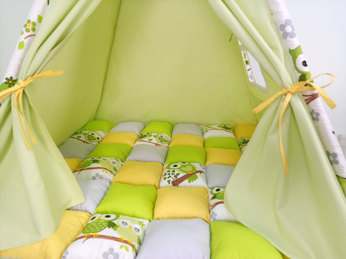 Cort teepee de joaca Bufnitele Vesele Verzi [2]