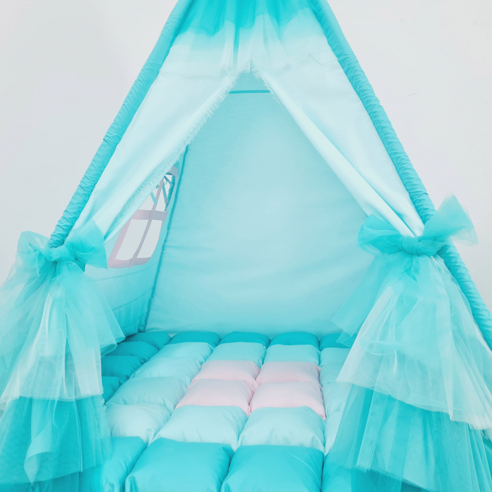 Cort teepee de joaca Printesa - turcoaz [4]