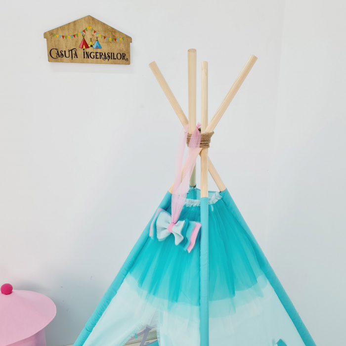 Cort teepee de joaca Printesa - turcoaz [3]